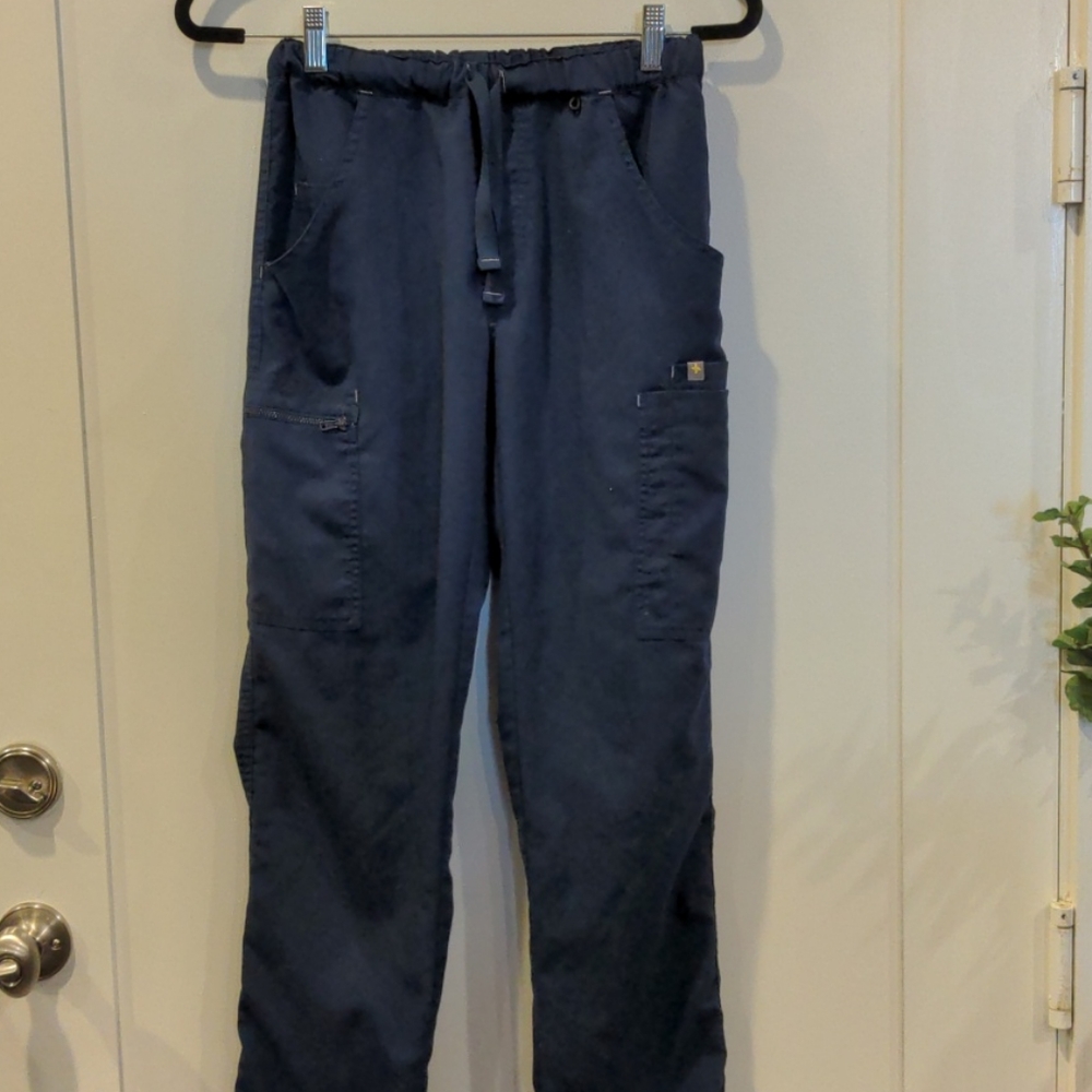 Navy blue FIGS scrub pants